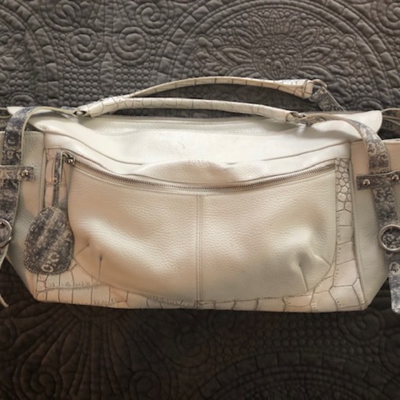 Furla White Shoulder Bag with Snakeskin Straps - Picture 11 of 14